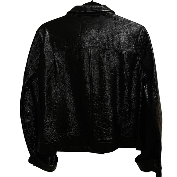 Frame Atelier Lamb Leather Snap Front Trucker Jacket Noir Black Size L - Picture 8 of 8